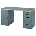 LAGKAPTEN / ALEX Desk, grey-turquoise/black, 140x60 cm
