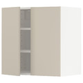 METOD Wall cabinet with shelves/2 doors, white/Havstorp beige, 60x60 cm