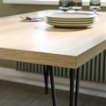SKÅLSTA Table and 4 chairs, oak effect hairpin black-grey/plastic black tubular metal/black-grey, 140x80 cm