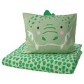NATTHÄGER Duvet cover and pillowcase, green/crocodile, 150x200/50x60 cm