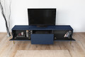 TV Cabinet Nicole 200 cm, dark blue/gold legs