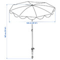 STRANDÖN Parasol, blue/white, 140 cm