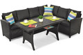 Garden Corner Sofa Set with Table, black
