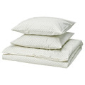 BANDKNIPPE Duvet cover and 2 pillowcases, white/green, 200x200/50x60 cm