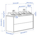 TÄNNFORSEN / RUTSJÖN Wash-stnd w drawers/wash-basin/taps, light grey/white marble effect, 122x49x76 cm
