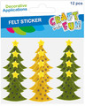 CRAFT WITH FUN Felt Christmas Tree Shapes, Green/Yellow, 12 pcs
