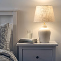 BLIDVÄDER Table lamp, off-white ceramic/beige, 50 cm