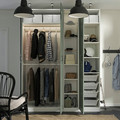 PAX / GRIMO Wardrobe combination, white grey-green/white, 185x60x236 cm