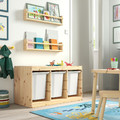 TROFAST Storage combination with boxes, light white stained pine/white, 93x44x52 cm