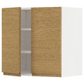 METOD Wall cabinet with shelves/2 doors, white/Voxtorp oak effect, 60x60 cm
