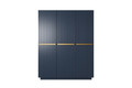 Wardrobe with Drawer Unit Nicole 150 cm, dark blue, gold handles