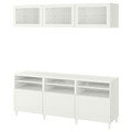 BESTÅ TV storage combination/glass doors, white/Smeviken/Kabbarp white clear glass, 180x42x192 cm