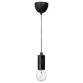 MARKFROST / LUNNOM Pendant lamp with light bulb, marble black/globe clear