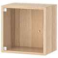 EKET Wall cabinet with glass door, white stained oak effect, 35x25x35 cm
