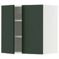 METOD Wall cabinet with shelves/2 doors, white/Havstorp deep green, 60x60 cm