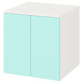 SMÅSTAD / PLATSA Cabinet, white pale turquoise, with 1 shelf, 60x55x63 cm