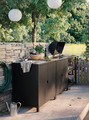 GRILLSKÄR Charcoal barbecue with cabinet, black, stainless steel outdoor, 86x61 cm