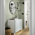 BESTÅ Storage combination with doors, white Selsviken/Stubbarp/high-gloss light grey-blue, 120x42x74 cm