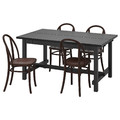 NORDVIKEN / SKOGSBO Table and 4 chairs, black/dark brown, 152/223 cm