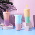 Cup with Straw Tie-Dye, orange-pink