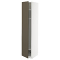 METOD High cabinet w shelves/wire basket, white/Havstorp brown-beige, 40x60x200 cm
