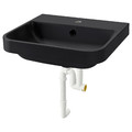 BACKSJÖN Semi-recessed wash-basin w watr trp, black, 50x43 cm