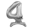 Foil Balloon Number 4 Standing, silver, 74cm