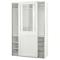 PAX / GRIMO Wardrobe with sliding doors, white/clear glass white, 150x66x236 cm