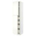 METOD / MAXIMERA Hi cab w 2 doors/4 drawers, white/Vallstena white, 60x60x240 cm