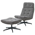 HAVBERG Armchair and footstool, Lejde grey/black