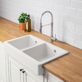 HAVSEN Sink bowl, 2 bowls w visible front, white, 82x48 cm