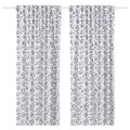 DOVREFIBBLOR Curtains, 1 pair, white/dark blue, 145x300 cm