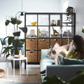 KALLAX Shelving unit with underframe, black-brown/black, 147x164 cm