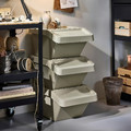 SORTERA Sorting bin with lid, beige, 37 l