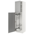 METOD High cabinet with cleaning interior, white/Bodbyn grey, 60x60x220 cm