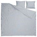 SOLFIBBLA Duvet cover and 2 pillowcases, white blue/stripe, 200x200/50x60 cm
