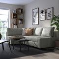 FRIHETEN / KLAGSHAMN Corner sofa-bed with storage, Faringe light grey