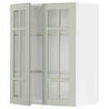 METOD Wall cabinet w shelves/2 glass drs, white/Stensund light green, 60x80 cm