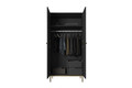 Wardrobe Nicole with Drawer Unit 100 cm, matt black, gold legs