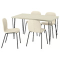 SKÅLSTA Table and 4 chairs, light grey-beige hairpin black-grey/Knäbäck beige tubular metal/black-grey, 140x80 cm