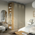 PAX / FORSAND Wardrobe combination, grey-beige grey-beige/oak effect, 170x60x236 cm