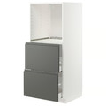 METOD / MAXIMERA High cabinet w 2 drawers for oven, white/Voxtorp dark grey, 60x60x140 cm