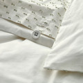 BANDKNIPPE Duvet cover and 2 pillowcases, white/green, 200x200/50x60 cm