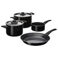 HEMLAGAD 6-piece cookware set, non-stick coating black