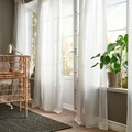 STENFRÖ Sheer curtains, 1 pair, white/with heading tape, 145x300 cm