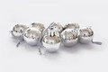 Disco Christmas Tree Bauble Ornaments, Silver, Pack of 9