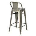 Bar Stool Paris Back Short 66cm, metalic