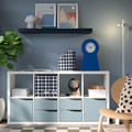 KALLAX Shelving unit, with 2 doors/4 drawers white/light grey-blue wave shaped, 147x77 cm