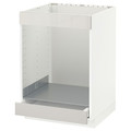 METOD/MAXIMERA Base cab for hob+oven w drawer, white, Ringhult high-gloss light grey, 60x60 cm