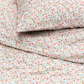 GULLNATTLJUS Duvet cover and pillowcase, white/floral pattern, 150x200/50x60 cm